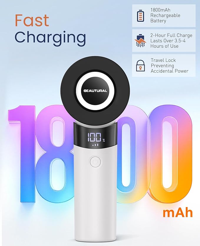 BEAUTURAL Fabric Shaver and Lint Remover, Rechargeable Electric Sweater Shaver with 3 Speeds, 6 Leaf Blades and LED Display, Portable Pilling Remover for Clothes, Furniture, Blankets