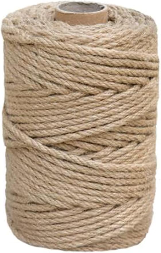 1/6 in (4 mm) X 164 Ft (50 Meters) Jute Garden Twine Rope String for Home Decorating, Cat Scratcher Post Tree, DIY Arts Crafts, Binding, Packing Material