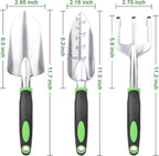 Garden Tools Set, 3 Pack Heavy Duty Gardening Tools Set Include Garden Shovel, Transplant Trowel and Hand Rake with Ergonomic Non-Slip Handle, Aluminum Alloy Lawn and Garden Hand Tools for Planting