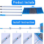 YONILL Indoor Outdoor Broom with Long Handle, 53" Angle Brooms for Floor Cleaning Sweeping Broom for Garage, Patio, Garden, House and Kitchen