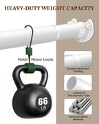 Closet Rod 17-69 IN, Heavy Duty Closet Rods for Hanging Clothes, Adjustable Closet Rods for Wardrobes Storage Laundry RV Bathroom, Easy Install, White
