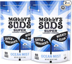 Molly's Suds Super Powder Detergent | Extra Strength Laundry Soap, Stain Fighting | Sensitive Skin | Simple, Effective Ingredients | Ocean Mist, 120 Loads Total (2 Pack)