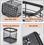 2 PCS Utensil Holder Stainless Steel Drying Rack Kitchen Counter Cutlery Silverware Flatware Drainer Caddy Forks, Knives, Spoons, Chopsticks Organizer (Black, Silver)