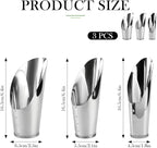 3pcs Stainless Steel Bonsai Soil Scoops–Gardening Silver Metal Spade Shovel Bucket Scoop for Potted Succulents and Planting