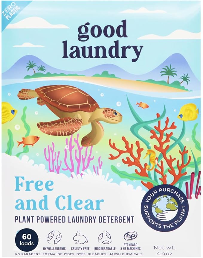 Unscented Detergent Sheets (60 Loads) – Hypoallergenic, Eco-Friendly Laundry Solution – Plastic-Free Packaging, Zero-Waste, Biodegradable – Gentle on Sensitive Skin – Based in the USA