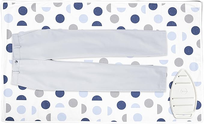 Encasa XO Ironing Mat/Pad (Large 48"x28") with 3mm Padding & Silicone Iron Rest for Steam Pressing on Tabletop or Bed - Heat Resistant, Portable, Quilting & Travel Blanket - Blue Moon