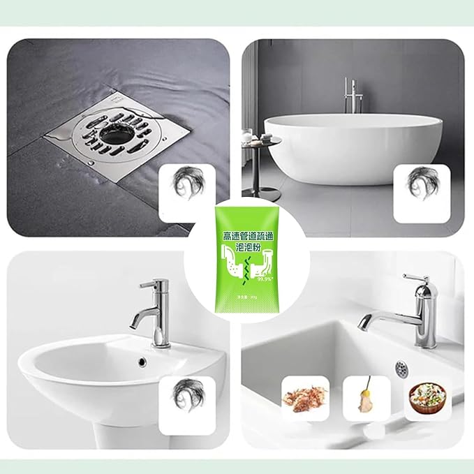 Powerful Pipe Dredging Agent, Powerful Pipeline Dredging Powder, Sink And Drain Cleaner Powder, Drain Clog Remover Agent, Multi-Functional Pipe Unclogging For Kitchen Toilet Bathroom (5PC)