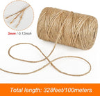 Shintop 3mm Twine, 328 Feet Garden Twine Heavy Duty 3Ply Natural Jute String for Arts, Crafts, Gift Wrapping and Climbing Plants (Brown)