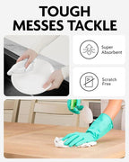 Fantasticlean Microfiber Cleaning Cloth Roll -90 Pack, Tear Away Microfiber Towels, 12" x 12", Reusable, Washable, Scratch Free, Ultra Absorbent Dishcloth for All-Around Cleaning Supplies (White)