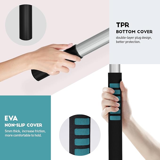 20 Feet High Reach Window Squeegee with 5-12Ft Extension Pole, Window Cleaner Tool with 3-Stage Telescoping Pole, Window Cleaning Kit with Rotatable Head (2 Squeegee & 2 Microfibre Cloths)