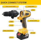 Cordless Power Tool Combo Kit 18V 6-Tool Set Circular Saw, Palm Sander, Drill, Impact Driver, Reciprocating Saw, Battery Adapter with 2×4.0Ah Batteries and Fast Charger Cordless Power Tool Set