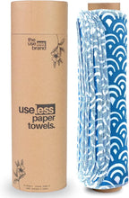 The Useless Brand Reusable Paper Towels Roll | Washable Cotton Flannel Sheets w/Cardboard Roll | Fits on Most Holders (Waves, 12 Towels)