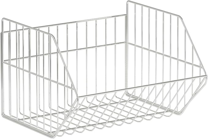 Heavy Duty Standing Metal Shelving Unit, Durable Metal Storage Basket, Folding Shoe Racks, Clothing Sweaters Shoes Handbags Organizer for Kitchen Garage Pantry Porch (1-Tier Basket only)