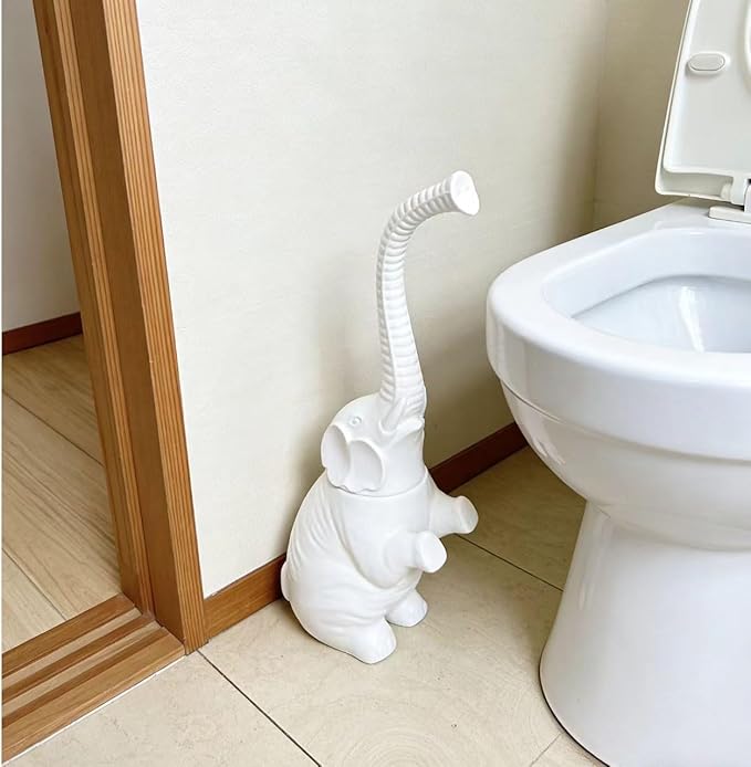 Toilet Brush and Holder Set,Modern Ceramic Toilet Bowl Brush Holder,Cute Bathroom Decor, Non-Scratch Bristles, Space-Saving White Household Cleaning Tool for Bathtub