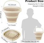 5L Collapsible Bucket with Handle, Mop Bucket for Wash Basin Dog Water Car Washing Window Cleaning, Foldable Plastic Tub Waterpot for Outdoor Beaching Fishing Gardening Camping Essentials