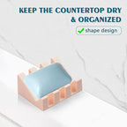 Self Draining Soap Dish Holder,Silicone Soap Dish,for Bathroom,Kitchen, Sponges，Can Extend Soap Life，Keep Soap Bars Dry and Easy Cleaning (Pink,2-Pack)