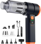 Car Vacuum Portable Cordless, Handheld Vacuum Cordless with 30000PA Suction, 130000RPM, 6800mAh Battery, 10 Nozzles, Rubber Paint Material for Car, Home, Pet Cleaning（Charcoal Black）