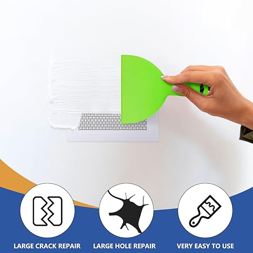 Upgraded 4×10 Inch Self-Adhesive Drywall Patch Kit, Large Hole Repair with Aluminum Patch & Professional Trowel for Interior Wall Restoration
