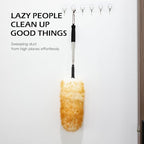 Lambswool Extendable Duster,67.7Inch Telescoping Feather Dusters with Stainless Steel Extension Pole for Cleaning High Ceiling Fan, High Ceilings,Furniture