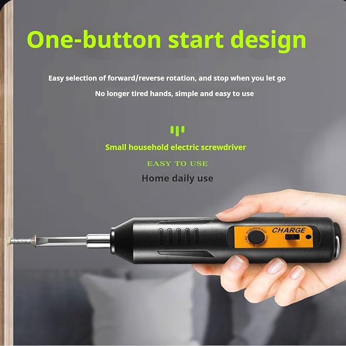 Electric Screwdriver, Mini Portable Automatic Home Repair Tool Kit with Led Light, USB Rechargeable Cordless Magnetic Screwdriver (01)