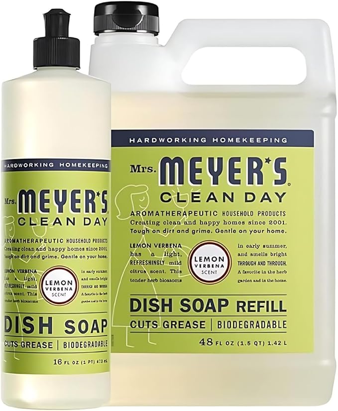 Mrs. Meyer's Dish Soap Variety, 1 Dish Soap, 1 Dish Soap Refill, Lemon Verbena, 1 CT