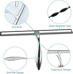 Shower Squeegee for Glass Doors,14-Inch Shower Glass Squeegee, Sliver Shower Squeegee for Shower Doors,Mirror,Windows, with Shower Door Hook and Adhesive Hook