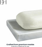 Natural Marble Soap Dish for Shower with Silicone Non-Slip Feet, Stone Drying Tray, Bar Soap Saver, Holder Container for Bathroom Decor Accessories(Carrara White, Rectangular)