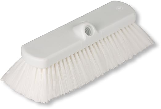 SPARTA 41278EC02 Flo-Thru Plastic Wall Scrub Brush, Equipment Brush With Soft Nylex Bristles For Industrial Kitchens, Hospitals, Commercial Cleaning, 4 Inches, White