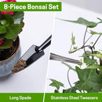 Bonsai Set 8 Pcs - Include Pruner,Fold Scissors,Mini Rake,Bud & Leaf Trimmer Set by ZELAR Made