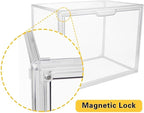 Clear Stackable Plastic Storage Bins with Magnetic Lid, Dustproof Book & Cosmetic Display Cases, Large Figures Collectibles Showcase, Shoe Box, Protection Organizer (XL, Count, 1)
