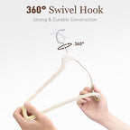 Velvet Hangers 50 Pack, Slim Non-Slip Clothes Hangers Space-Saving for Closet, Heavy Duty for Pants, Coats, Skirts, Jeans, Sweaters and More, Nylon-Flocked, Ivory