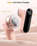 Fabric Shaver, Rechargeable Lint Shaver with Digital Display, Electric Portable Sweater Shaver with 6-Leaf Blades and Safety Lock, 3-Speeds Lint Remover to Remove Pilling for Clothes, Couch (Pink)