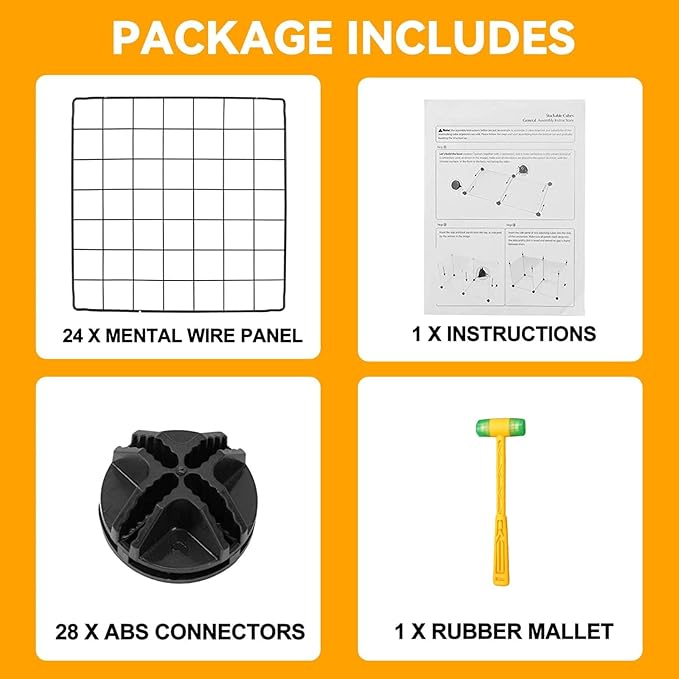 HUBSON Wire Cube Storage Organizer, Book/Toy/Craft/Potted Plants and petCloset Organizers and Storage Shelves, 6-Cube Freely Combinable Metal Grids Storage Shelf,Black Iron