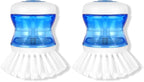 Dish Brush with Soap Dispenser for Dishes Pot Pan Kitchen Sink Scrubbing, White 2 Pack
