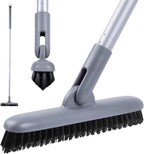 DSV Standard Grout Scrub Brush with Long Handle, 50'' Tile Grout Scrubber, V-Shape Crevice Cleaning Brush for Hard to Reach Areas, 180° Rotation Grout Cleaner for Tile Floors, Baseboards and Corners