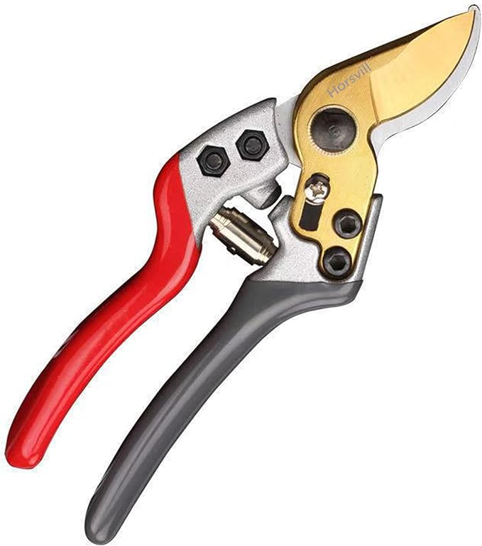 Garden Shears, Japanese labor-saving Garden Scissors, Pruning Shears and Garden Secateurs for Woman and arthritis weak, Professional Branch scissors(Red-grey)