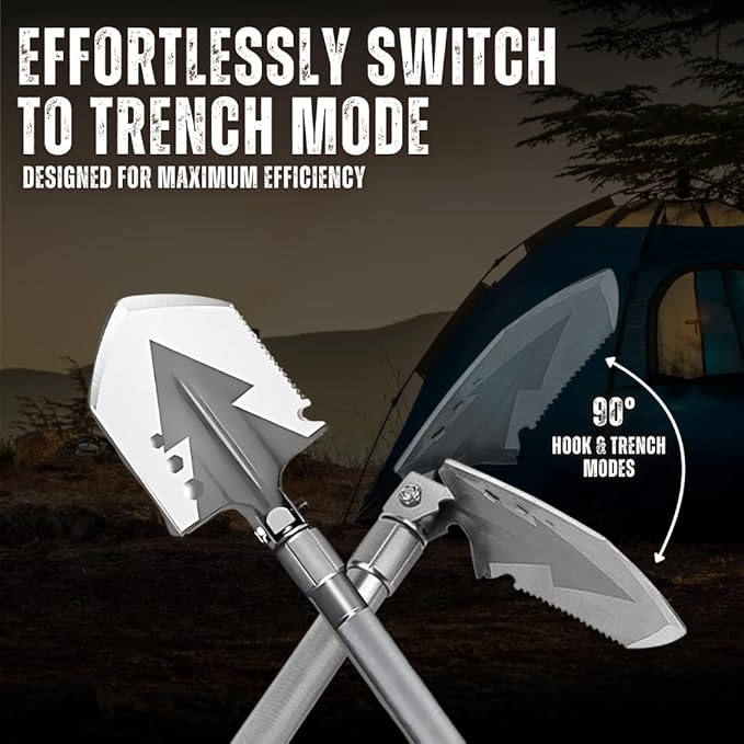 Shovel 13 in 1 Multi-Tool with a Wire Cutter, Wood Cut, Wood Saw, Screwdriver, Fire Starter, and Other Great Features (Charcoal Grey)