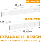 SpaceAid Bamboo Drawer Dividers with Inserts and Labels, Kitchen Adjustable Drawer Organizers, Expandable Organization for Home, Office, Dressers, 7 Dividers with 15 Inserts (17"-22" White)