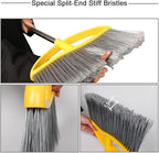 Long Handle Heavy Duty Broom and Dustpan Set, Outdoor and Commercial Upright Dustpan and Brush for Restaurant Garage Garden Yard Office, Yellow