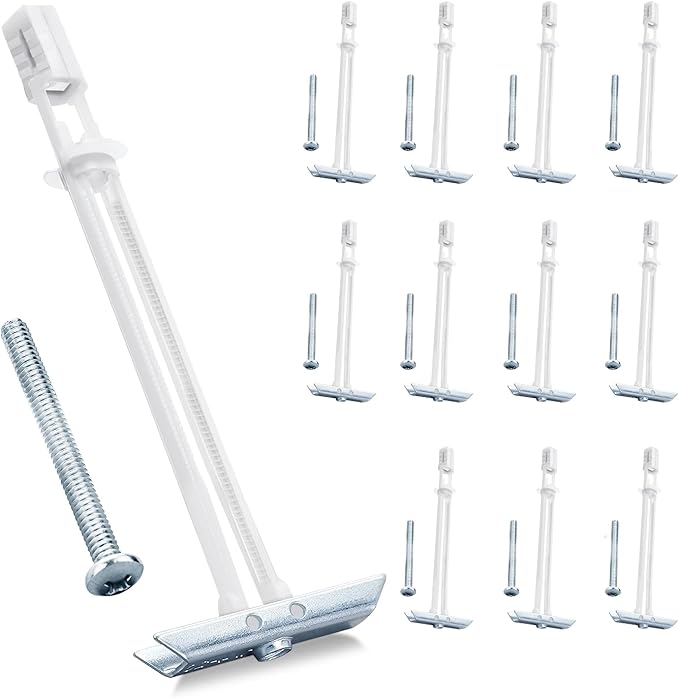 Heavy Duty Drywall Anchor Bolts with 1/4"-20 Fastener Suitable for TV Mounting Hollow Wall Anchor Bolt Screw Kit Supports Up to 270 lbs Each on 1/2 Inch Drywall Pack of 12