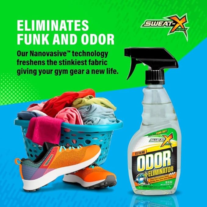 SweatX Extreme Odor Spray - Multipurpose No-Wash Deodorizer - Ideal for Shoes and Gym Clothing - Victory Scent (16 fl oz) - 2 Pack