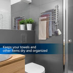Towel Rack Wall Mounted JSVER Bathroom Towel Rack, Space Saving Towel Holder, 13.4 Inches Swivel SUS304 Stainless Steel Towel Bar, 180° Rotation 6 Arms Towel Racks for Bathroom