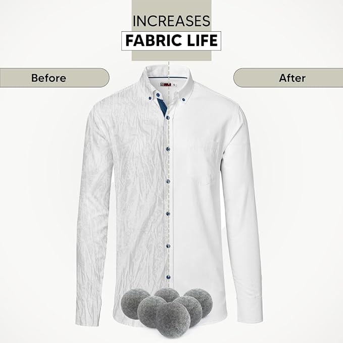 RAYTRADE Wool Dryer Balls 6-Pack 100% Made of Organic New Zealand Wool Reduces Clothing Wrinkles and Saves Drying Time Reusable Natural Fabric Softener Stocking Stuffer Gifts (Gray)