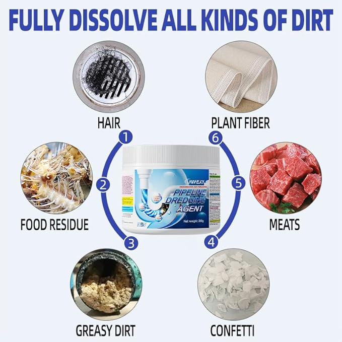 Lanwexy-sink drain hair clog remover cleaner、toilet unclogger heavy duty、bathroom shower pipeline dredging agent、unclog clogged drain、clogged【2 bottles】