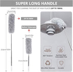 Webster Cobweb Duster, Feather Duster for Home, Extendable Dusters for Cleaning High Ceiling Fans, Hand Wall Duster, Long and Washable Dust Brush Gray