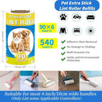 Lint Rollers Refills for Pet Hair Extra Sticky 540 Sheets Portable Pet Lint Remover for Clothes, Furniture, Carpet, Dog and Cat Hair Removal
