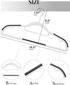 HOUSE DAY Plastic Hangers 50 Pack, Plastic Clothes Hangers Non Slip with Rubber Grip, Heavy Duty Coat Hanger with 360º Swivel Hook, Ultra Thin Hanger Space Saving Closet Organizer - White and Black