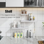 Countertop Organizer Organization 3 Tier Kitchen Corner Shelves Adjustable Spice Storage Rack for Bathroom Coffee Area Over Sink (White)