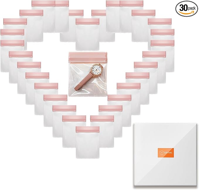 30 PCS Clear Plastic EVA Anti Tarnish Jewelry Storage Bags, Zip Ziplock Jewelry Pouches for Selling & Gift, Little Mini Travel Organizer for Ring Earing Chain Bracelet (L)