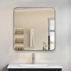 Bathroom Medicine Cabinet,24"x24" Square Mirror Door with Stainless Steel Frame,Recessed & Surface Wall Cabinet with Glass Shelves, Rust-Resistant Bathroom Storage Cabinet